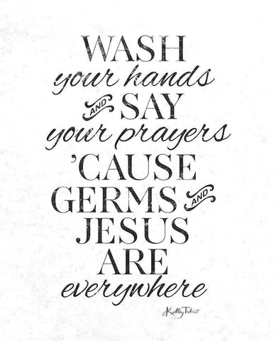 Wash Your Hands Black Ornate Wood Framed Art Print with Double Matting by Talent, Kelley