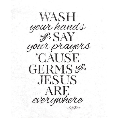 Wash Your Hands White Modern Wood Framed Art Print by Talent, Kelley