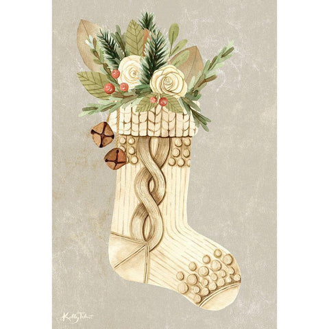 Woodland Christmas Stocking Black Modern Wood Framed Art Print with Double Matting by Talent, Kelley