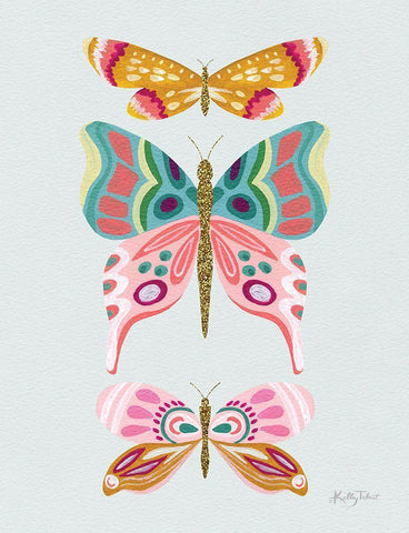 Colorful Butterflies III Black Ornate Wood Framed Art Print with Double Matting by Talent, Kelley