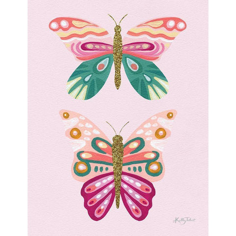 Colorful Butterflies V Black Modern Wood Framed Art Print with Double Matting by Talent, Kelley