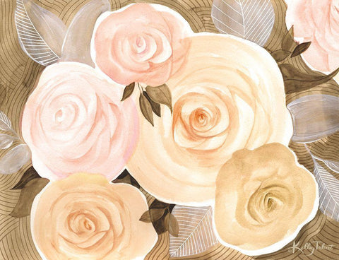 Sunset Roses White Modern Wood Framed Art Print with Double Matting by Talent, Kelley