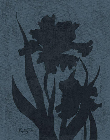Indigo Garden Silhouette Black Ornate Wood Framed Art Print with Double Matting by Talent, Kelley