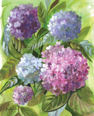 Hydrangea Blooms Black Ornate Wood Framed Art Print with Double Matting by Talent, Kelley