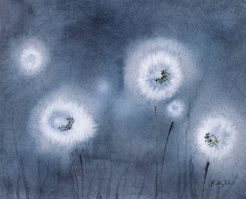 Dandelion Dance 2 White Modern Wood Framed Art Print with Double Matting by Talent, Kelley