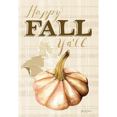 Happy Fall Yall Pumpkin Black Modern Wood Framed Art Print by Talent, Kelley