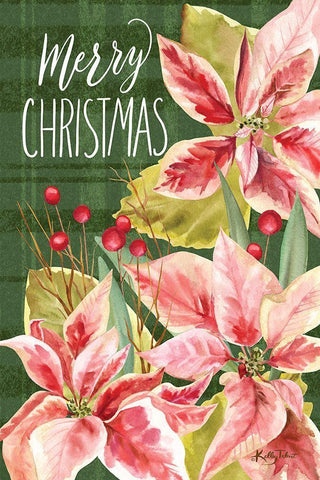 Merry Christmas Poinsettias White Modern Wood Framed Art Print with Double Matting by Talent, Kelley