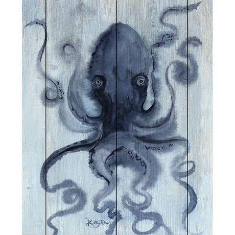 Deep Sea Octopus Black Modern Wood Framed Art Print with Double Matting by Talent, Kelley