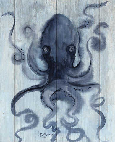 Deep Sea Octopus Black Ornate Wood Framed Art Print with Double Matting by Talent, Kelley