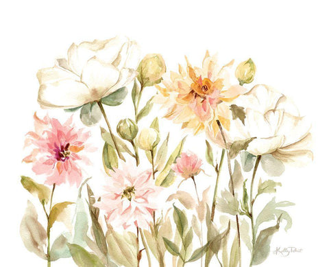 Cottage Wildflowers White Modern Wood Framed Art Print with Double Matting by Talent, Kelley