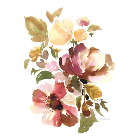 Warm Berry Blossoms Gold Ornate Wood Framed Art Print with Double Matting by Talent, Kelley