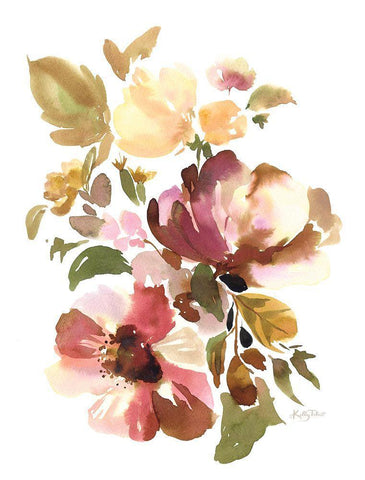 Warm Berry Blossoms White Modern Wood Framed Art Print with Double Matting by Talent, Kelley