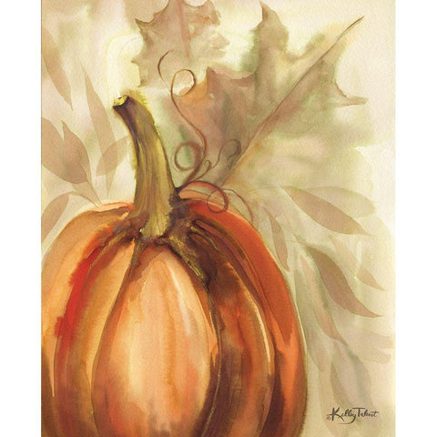 Golden Fall Pumpkin Black Modern Wood Framed Art Print with Double Matting by Talent, Kelley