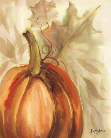 Golden Fall Pumpkin White Modern Wood Framed Art Print with Double Matting by Talent, Kelley