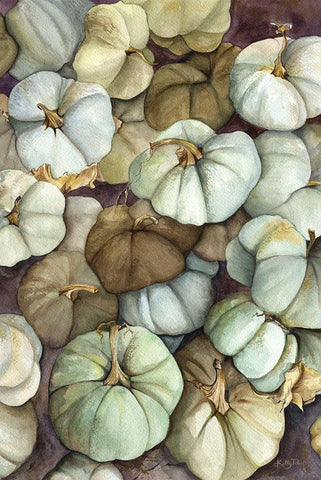 Heirloom Pumpkins White Modern Wood Framed Art Print with Double Matting by Talent, Kelley