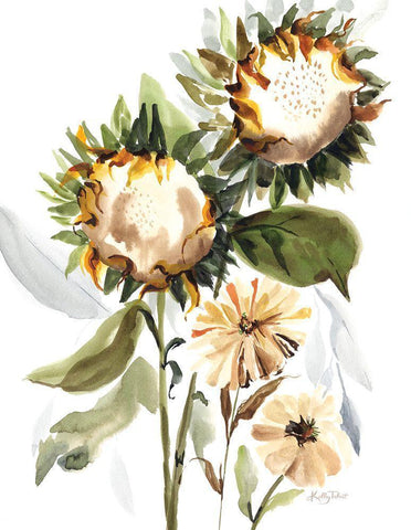 Sundown Sunflowers Black Ornate Wood Framed Art Print with Double Matting by Talent, Kelley