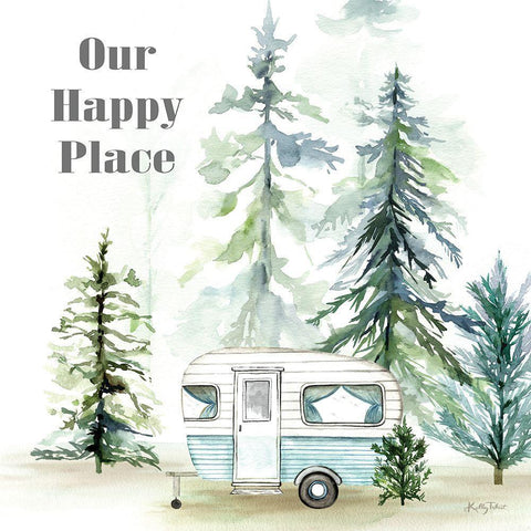 Our Happy Place White Modern Wood Framed Art Print with Double Matting by Talent, Kelley