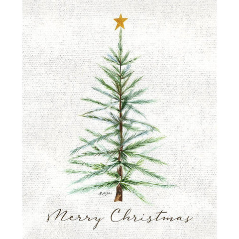 Merry Christmas Pine Tree White Modern Wood Framed Art Print by Talent, Kelley