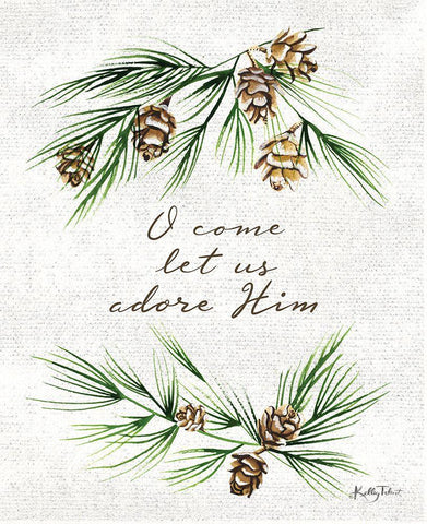 O Come Let Us Adore Him White Modern Wood Framed Art Print with Double Matting by Talent, Kelley