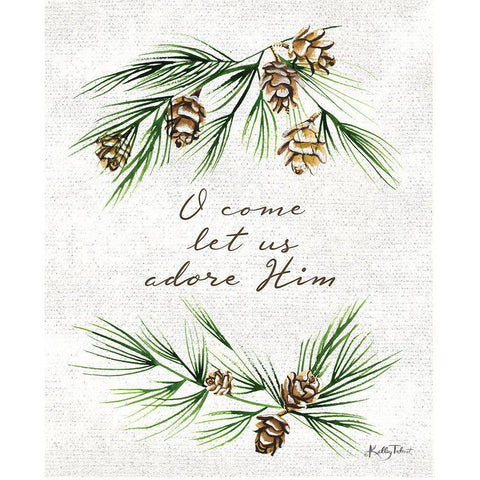 O Come Let Us Adore Him Gold Ornate Wood Framed Art Print with Double Matting by Talent, Kelley