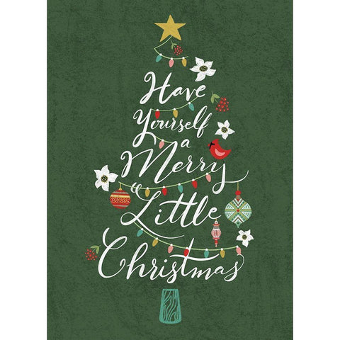 Merry Little Christmas Tree White Modern Wood Framed Art Print by Talent, Kelley