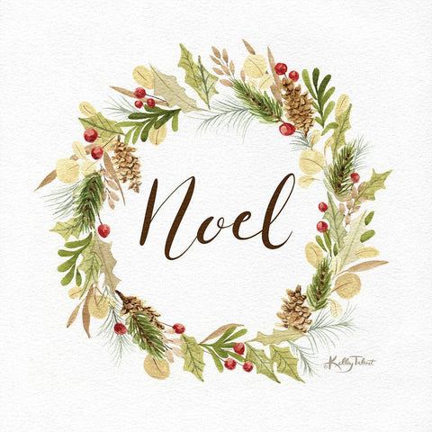 Noel Wreath Black Ornate Wood Framed Art Print with Double Matting by Talent, Kelley