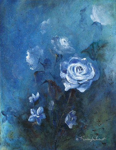 Moonlit Florals Black Modern Wood Framed Art Print by Talent, Kelley