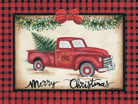 Merry Christmas Truck White Modern Wood Framed Art Print with Double Matting by Kennedy, Lisa