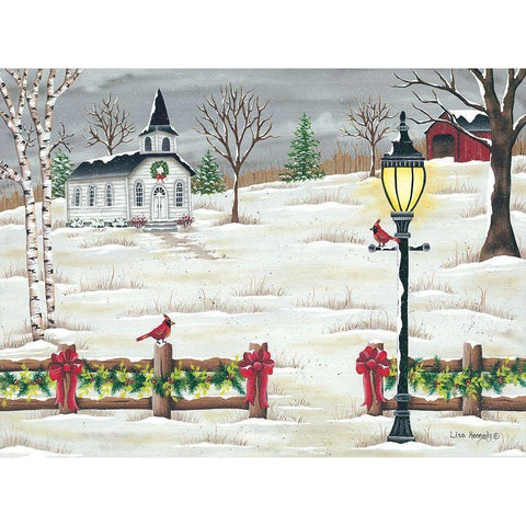 Christmas Lamppost White Modern Wood Framed Art Print by Kennedy, Lisa