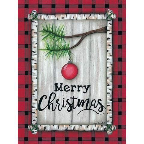 Red Christmas Plaid White Modern Wood Framed Art Print by Kennedy, Lisa