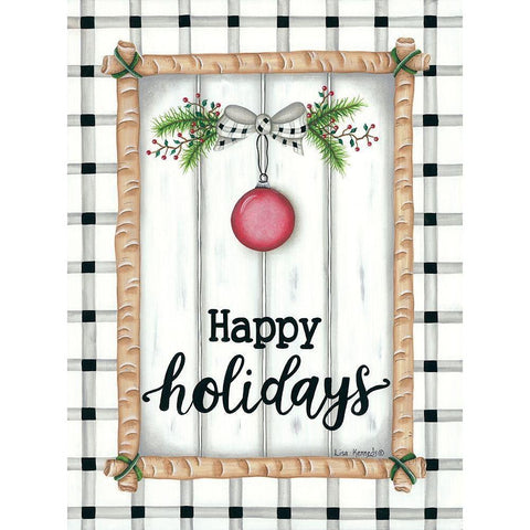 White Holiday Plaid Black Modern Wood Framed Art Print with Double Matting by Kennedy, Lisa