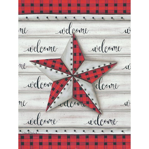 Plaid Welcome Barnstar Black Modern Wood Framed Art Print with Double Matting by Kennedy, Lisa