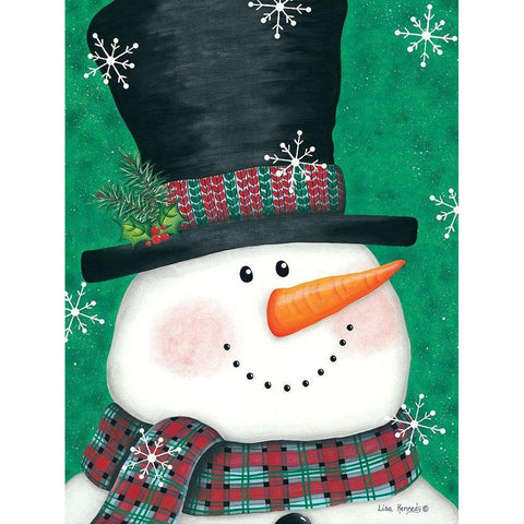 Portrait Snowman Black Modern Wood Framed Art Print with Double Matting by Kennedy, Lisa