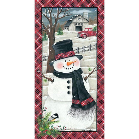 Farmhouse Snowman White Modern Wood Framed Art Print by Kennedy, Lisa