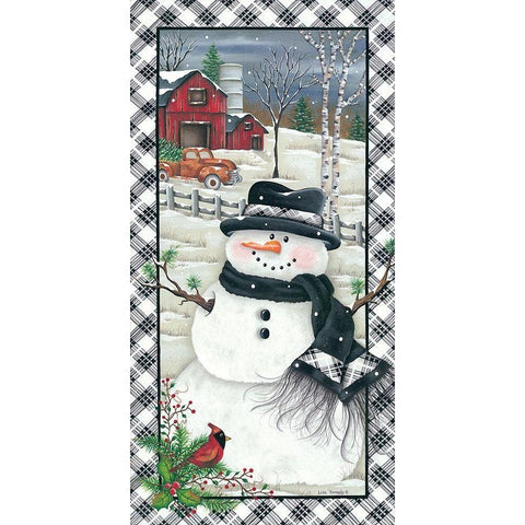 Rusty Truck Snowman Black Modern Wood Framed Art Print with Double Matting by Kennedy, Lisa