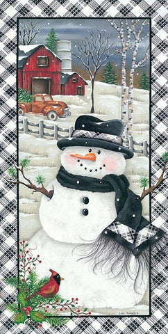 Rusty Truck Snowman Black Ornate Wood Framed Art Print with Double Matting by Kennedy, Lisa