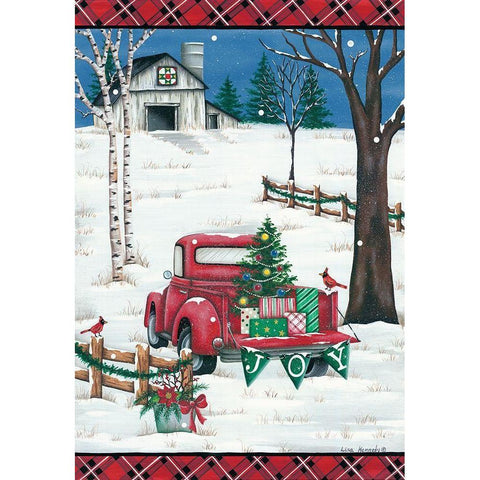 Christmas Joy Truck Black Modern Wood Framed Art Print with Double Matting by Kennedy, Lisa