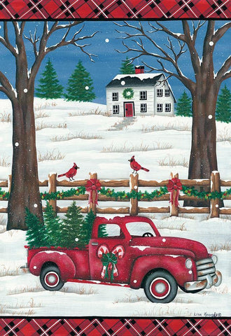 Candy Cane Truck White Modern Wood Framed Art Print with Double Matting by Kennedy, Lisa