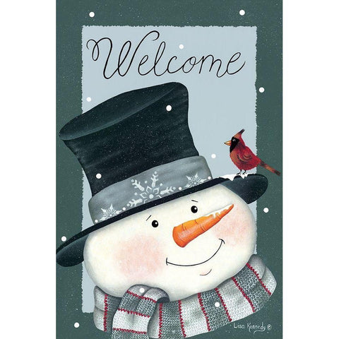 Cardinals Welcome Black Modern Wood Framed Art Print with Double Matting by Kennedy, Lisa