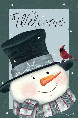 Cardinals Welcome White Modern Wood Framed Art Print with Double Matting by Kennedy, Lisa