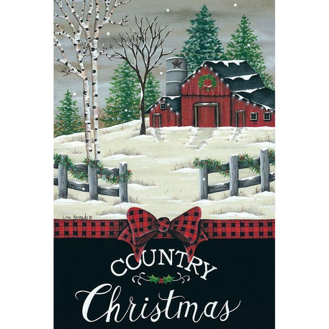 Country Barn Christmas Black Modern Wood Framed Art Print with Double Matting by Kennedy, Lisa