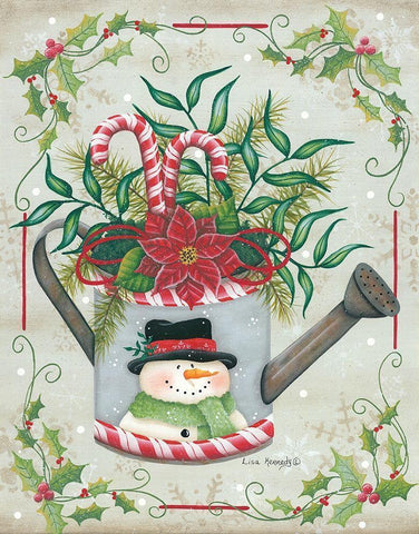 Christmas Watering Can White Modern Wood Framed Art Print with Double Matting by Kennedy, Lisa