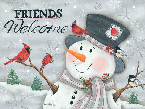Friends Welcome Black Ornate Wood Framed Art Print with Double Matting by Kennedy, Lisa