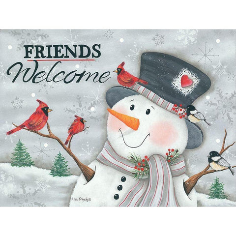 Friends Welcome Black Modern Wood Framed Art Print by Kennedy, Lisa
