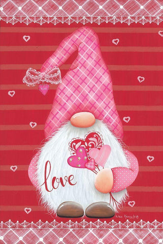 Valentine Gnome White Modern Wood Framed Art Print with Double Matting by Kennedy, Lisa