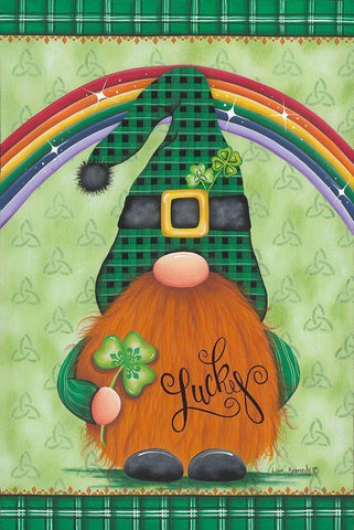 St. Pats Gnome Black Ornate Wood Framed Art Print with Double Matting by Kennedy, Lisa