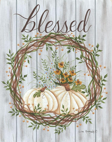 Blessed White Modern Wood Framed Art Print with Double Matting by Kennedy, Lisa