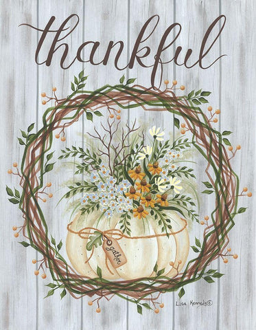 Thankful Black Ornate Wood Framed Art Print with Double Matting by Kennedy, Lisa