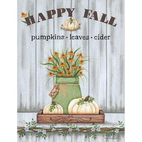 Happy Fall Gold Ornate Wood Framed Art Print with Double Matting by Kennedy, Lisa