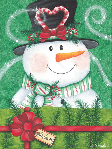 Snowman Gift White Modern Wood Framed Art Print with Double Matting by Kennedy, Lisa